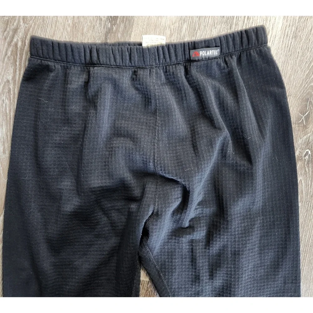 Cabelas Polartec Base Layer Pants Mens Large Black Thermal Grid Fleece Leggings